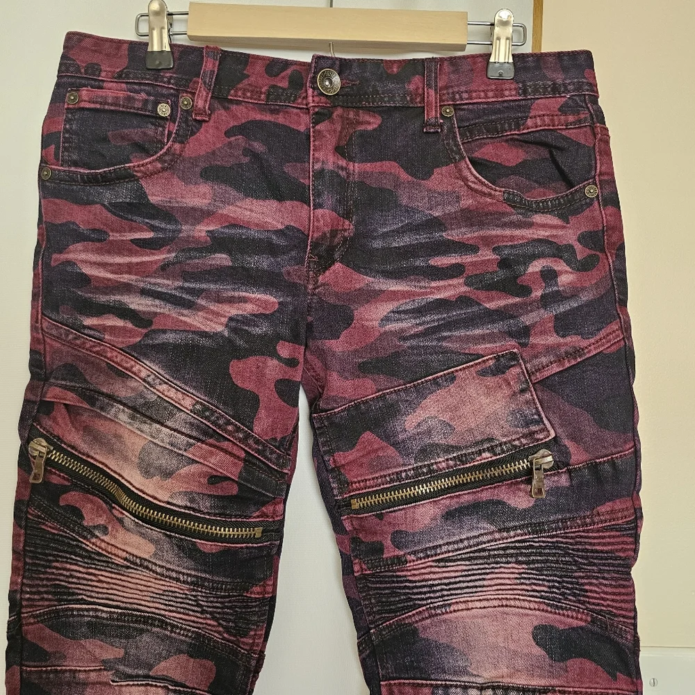 Dstrkt Men Tie-dye Camo Pattern Red Denim Jeans W34/L32 straight